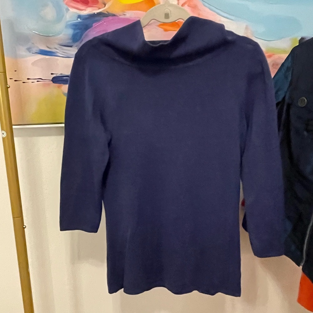 New York & Company Deep Blue Cowl Neck Sweater medium - Picture 4 of 7
